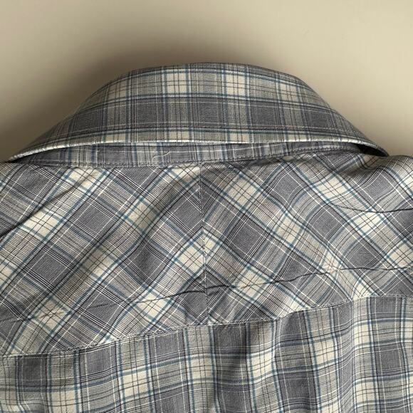 Billy Reid Standard Cut Plaid Oxford Button Down Oxford White Blue Shirt M - Picture 3 of 9